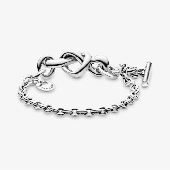 Knotted Heart T-Bar Bracelet 6.3 inch/16 cm 925 Sterling Silver - Picture 3 of 6